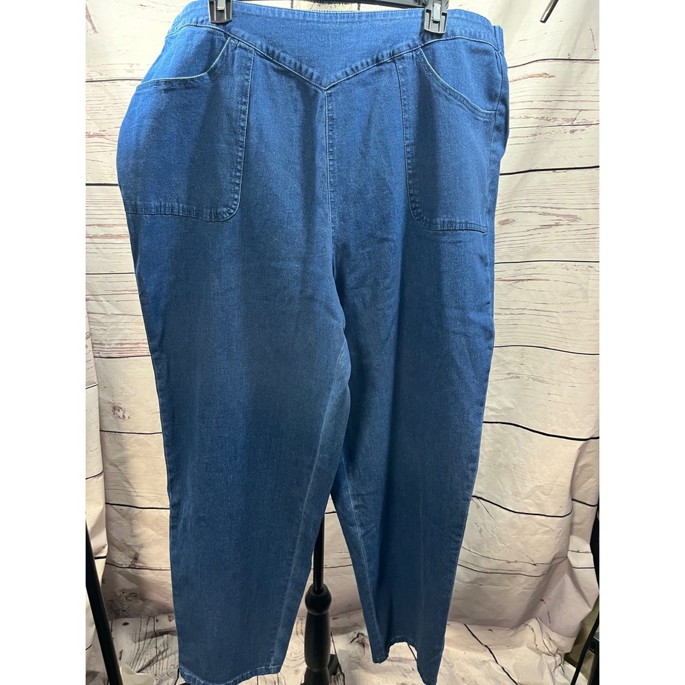 Denim & Co Womens Pants Blue‎ Elastic Waist Full Leg Casual Size 1X